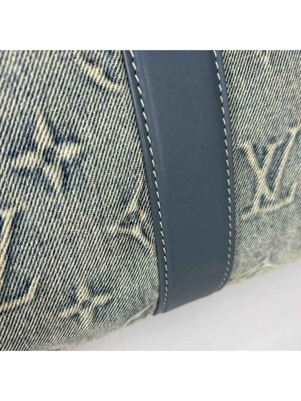 Louis Vuitton Weekend Tote NM 2-Way Monogram Wash Denim Leather Blue